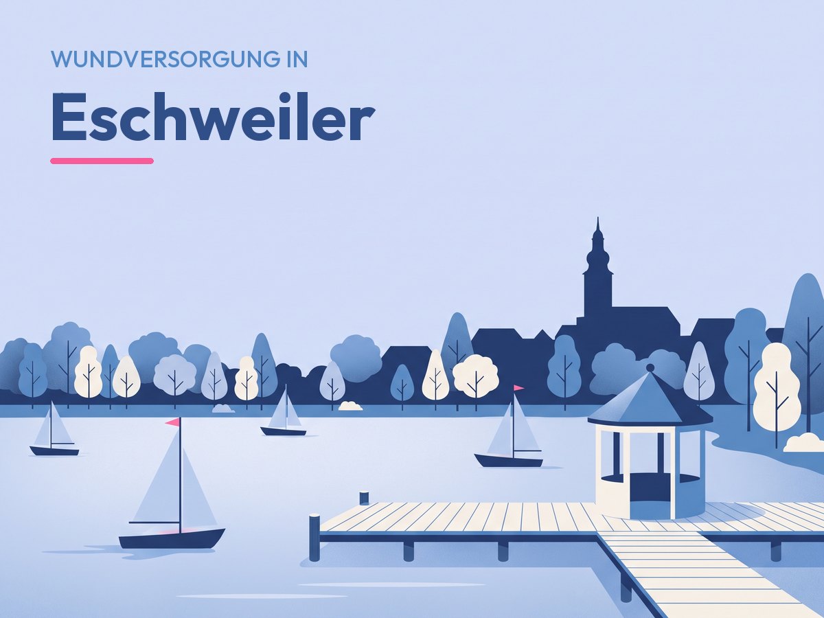 Illustration: der Blausteinsee bei Eschweiler mit Steg und Segelbooten