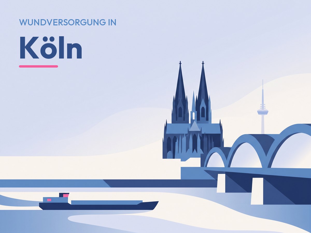 Illustration: Kölner Dom, Hohenzollernbrücke und Rhein